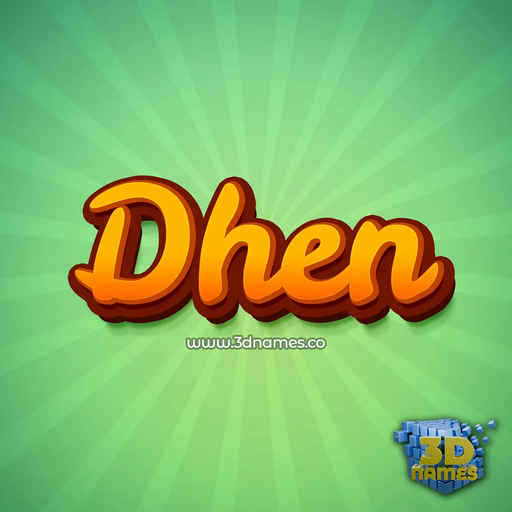 dhen in Green Rays style - 3D name wallpaper