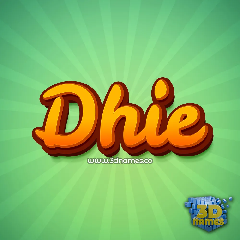 dhie in Green Rays style - 3D name wallpaper