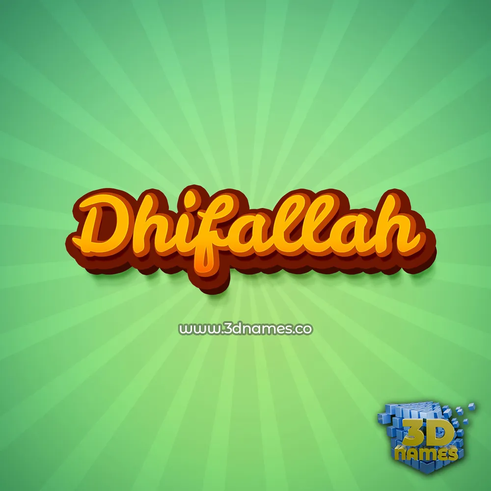 dhifallah in Green Rays style - 3D name wallpaper