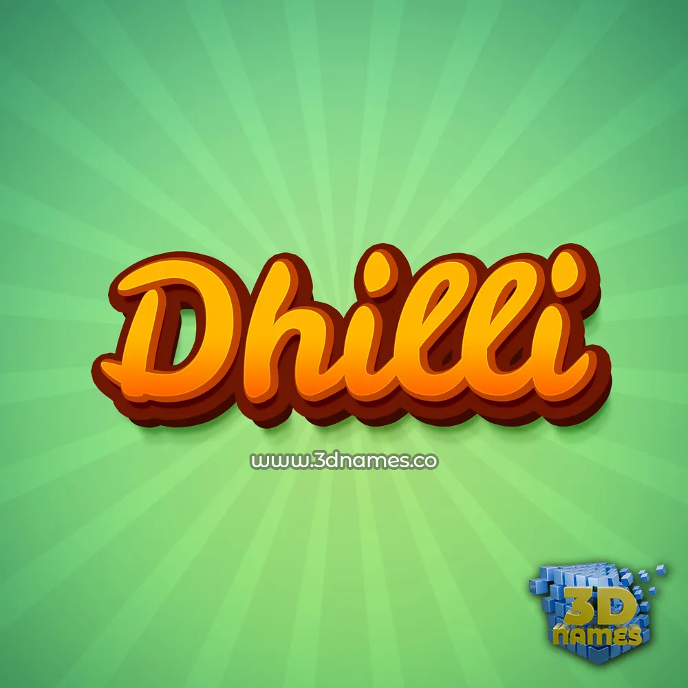 dhilli in Green Rays style - 3D name wallpaper