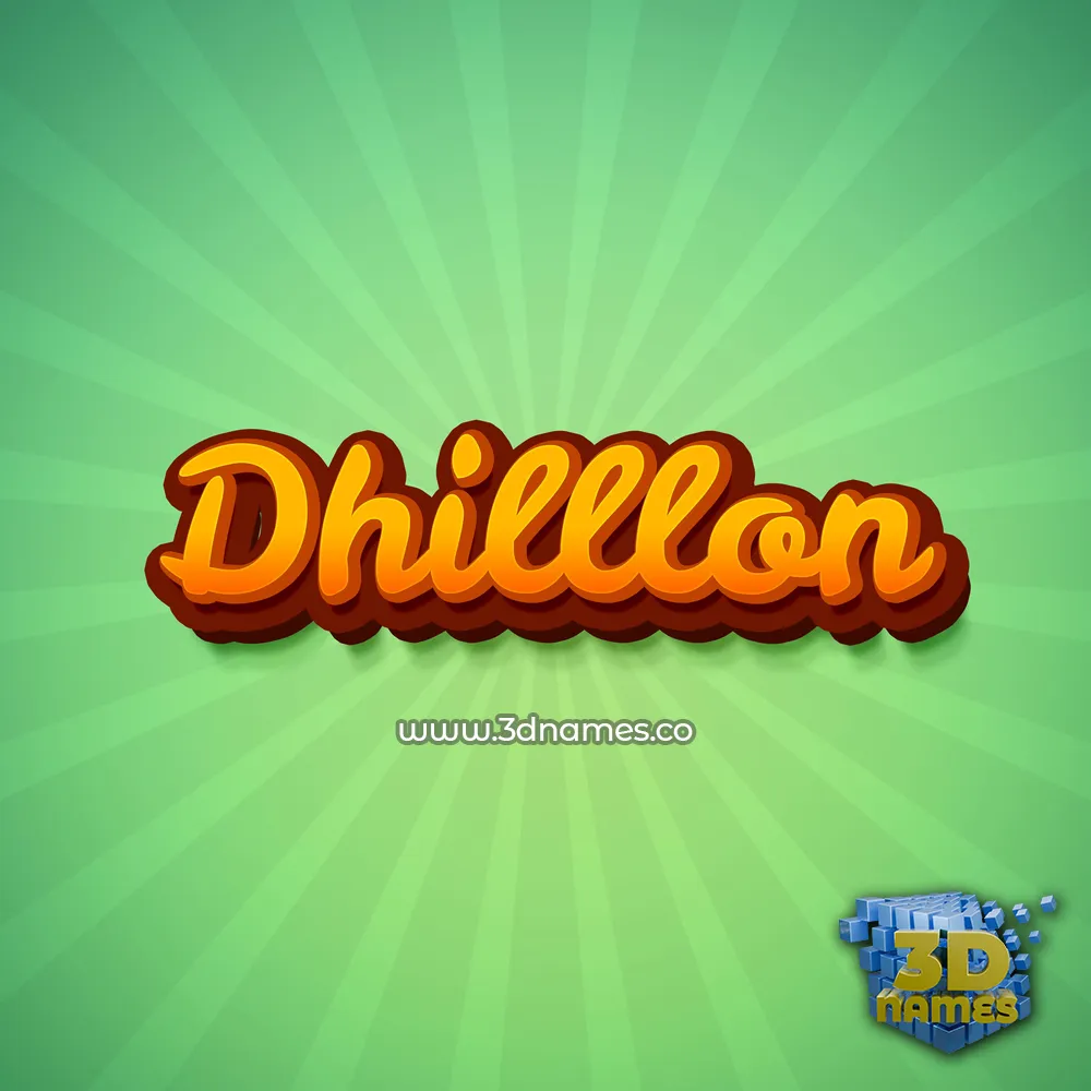 dhilllon in Green Rays style - 3D name wallpaper