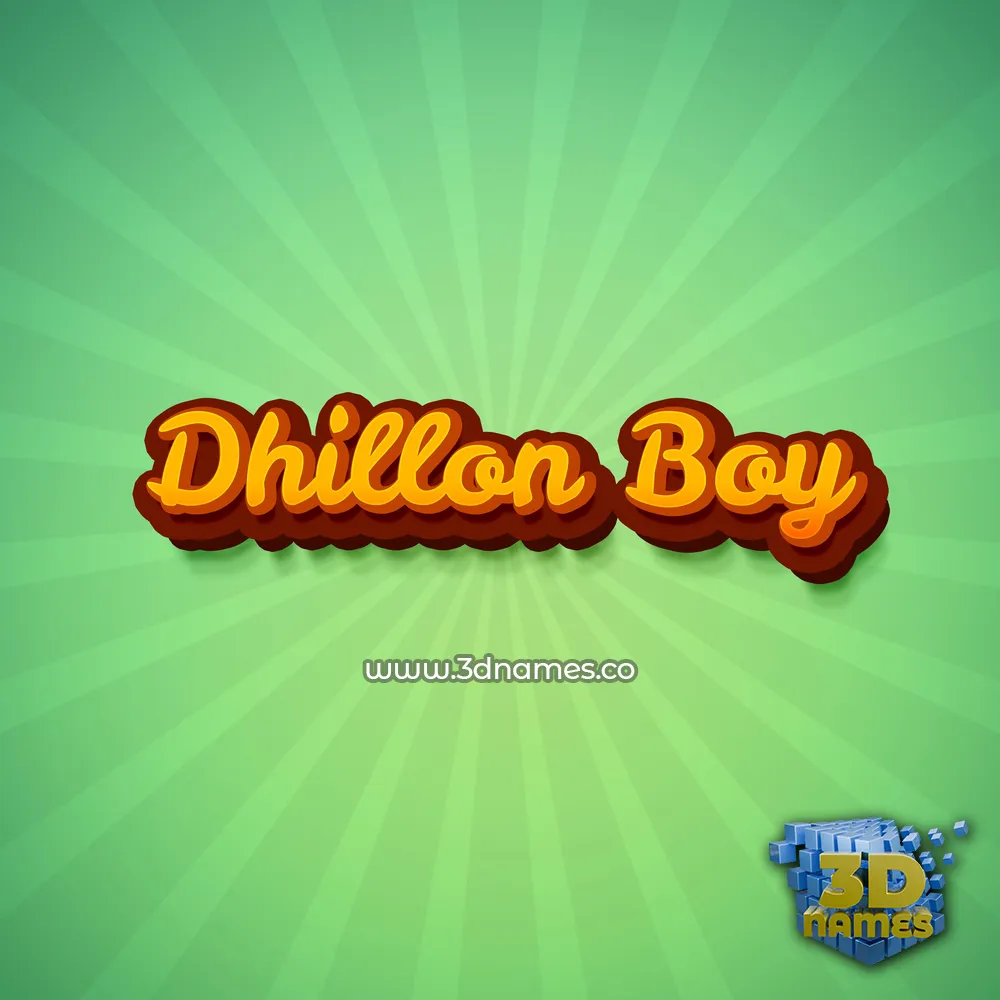 dhillon boy in Green Rays style - 3D name wallpaper
