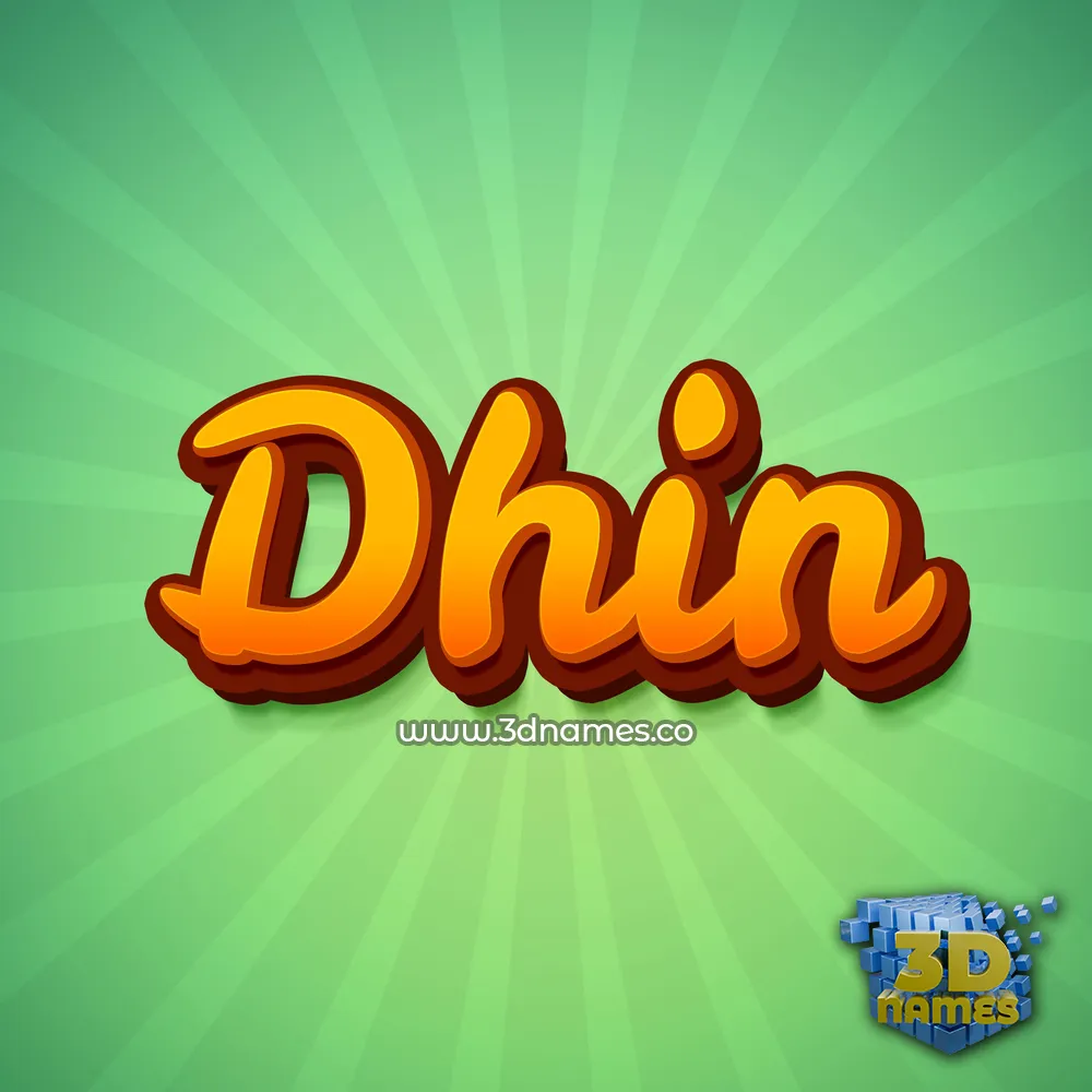 dhin in Green Rays style - 3D name wallpaper