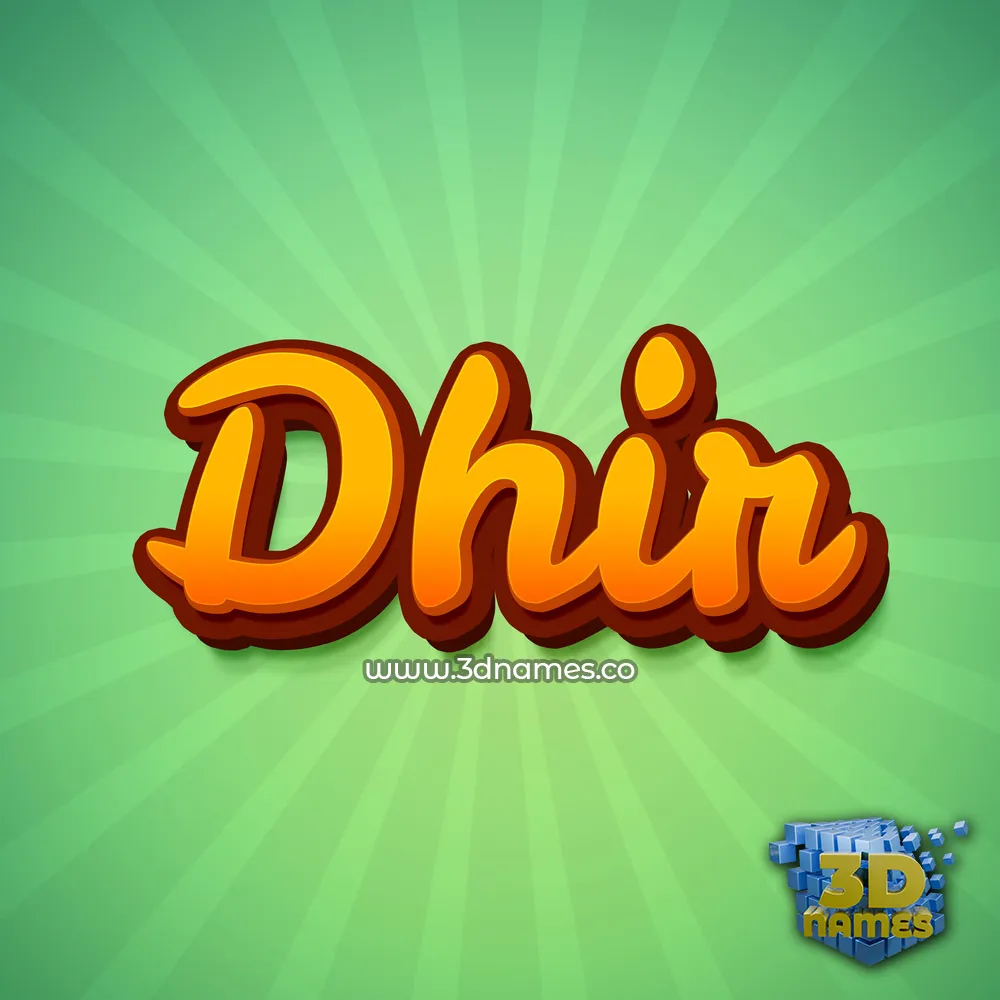 dhir in Green Rays style - 3D name wallpaper