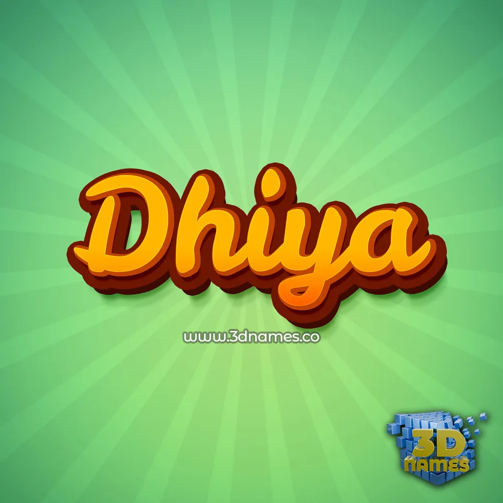 dhiya in Green Rays style - 3D name wallpaper