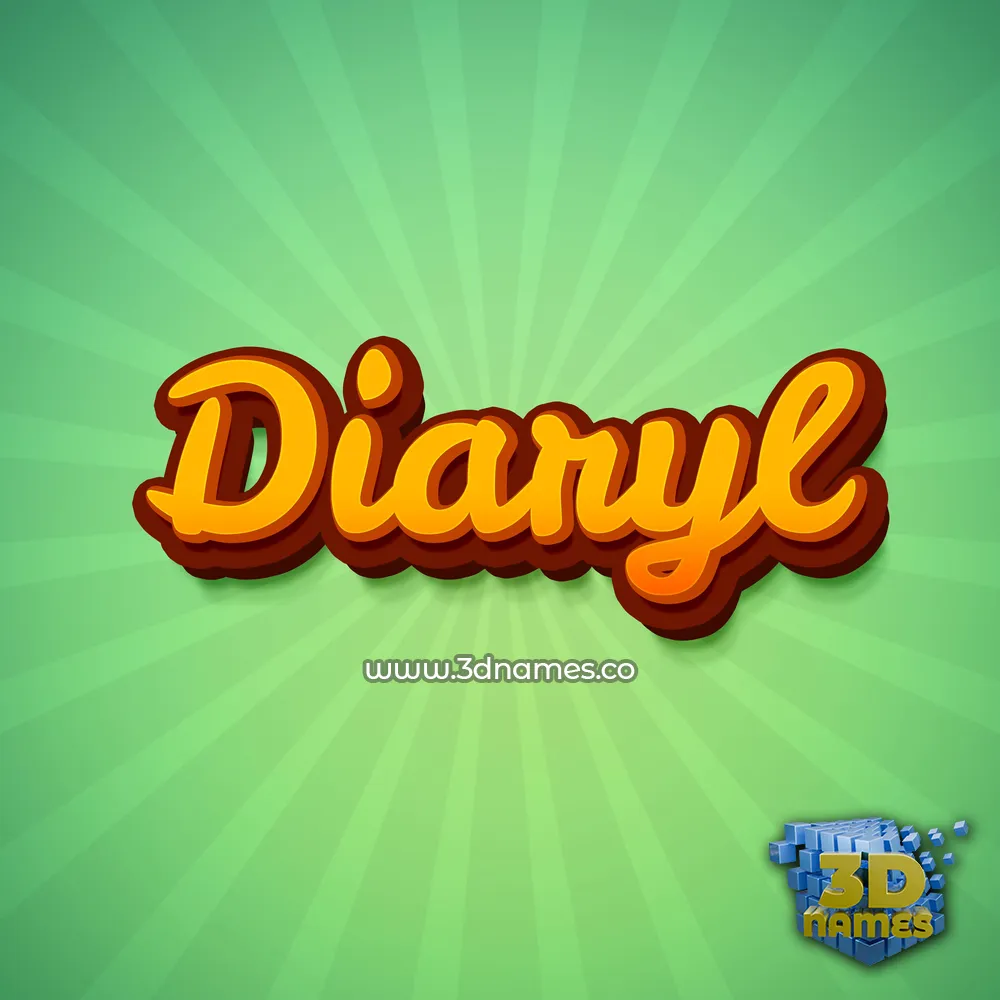 diaryl in Green Rays style - 3D name wallpaper