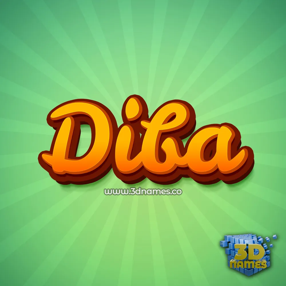 diba in Green Rays style - 3D name wallpaper