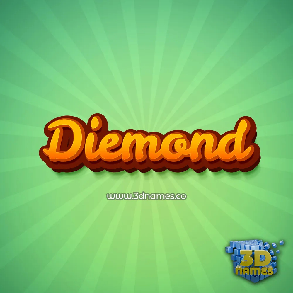 diemond in Green Rays style - 3D name wallpaper