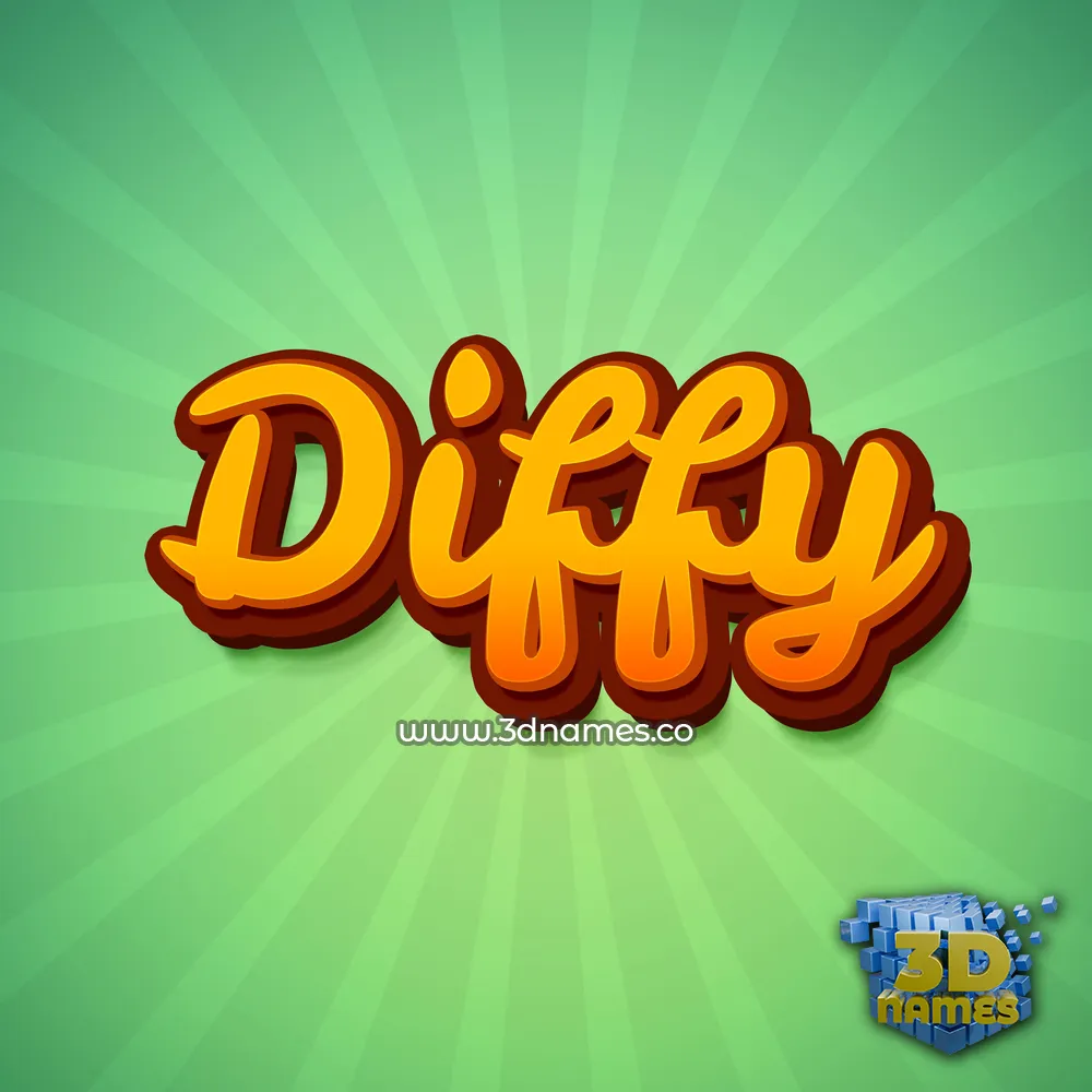 diffy in Green Rays style - 3D name wallpaper