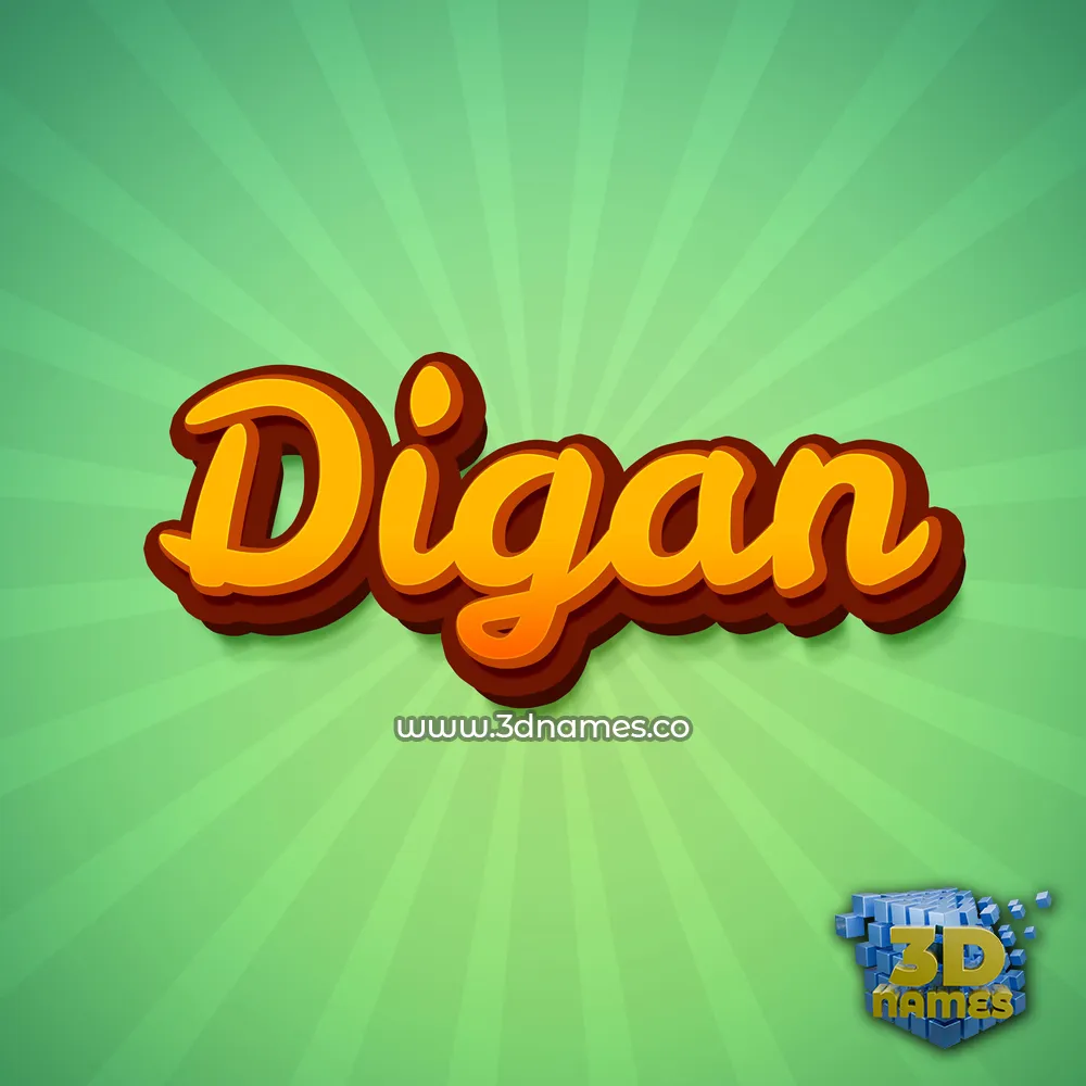 digan in Green Rays style - 3D name wallpaper