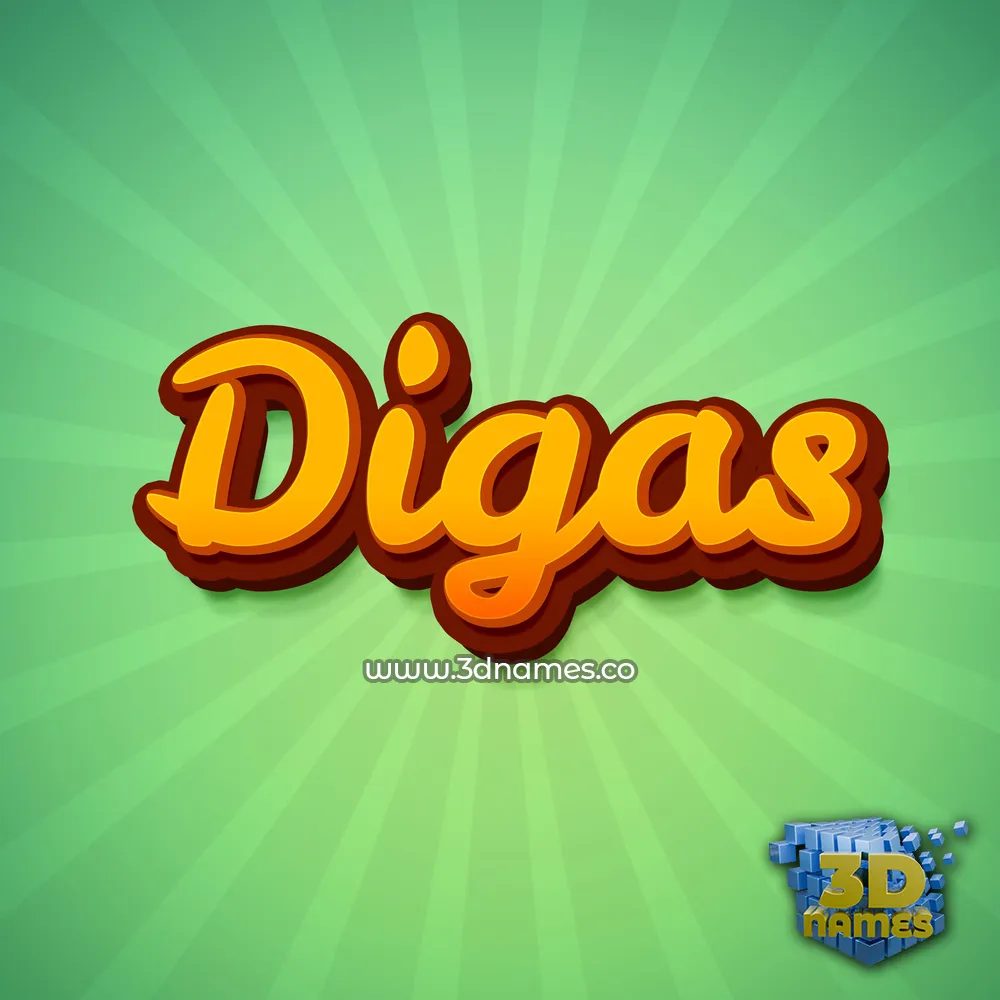 digas in Green Rays style - 3D name wallpaper