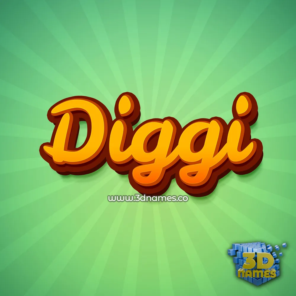 diggi in Green Rays style - 3D name wallpaper