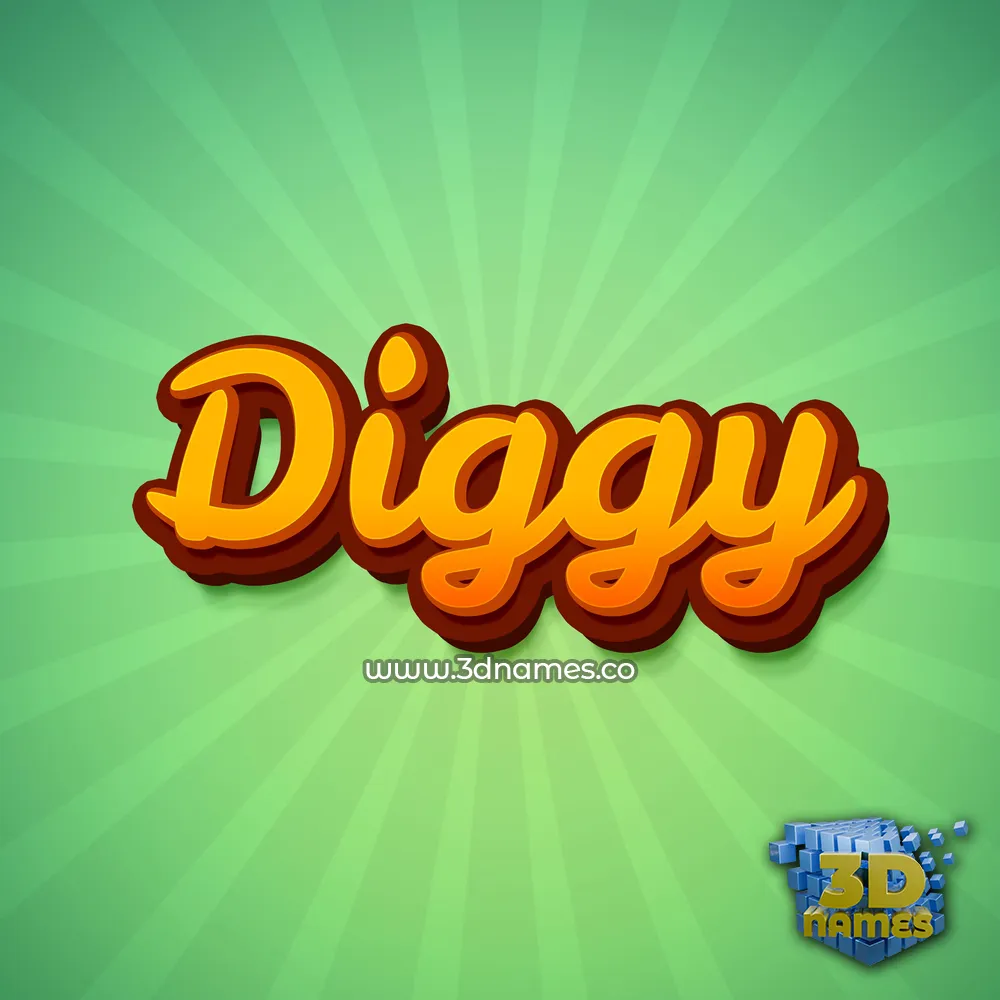 diggy in Green Rays style - 3D name wallpaper