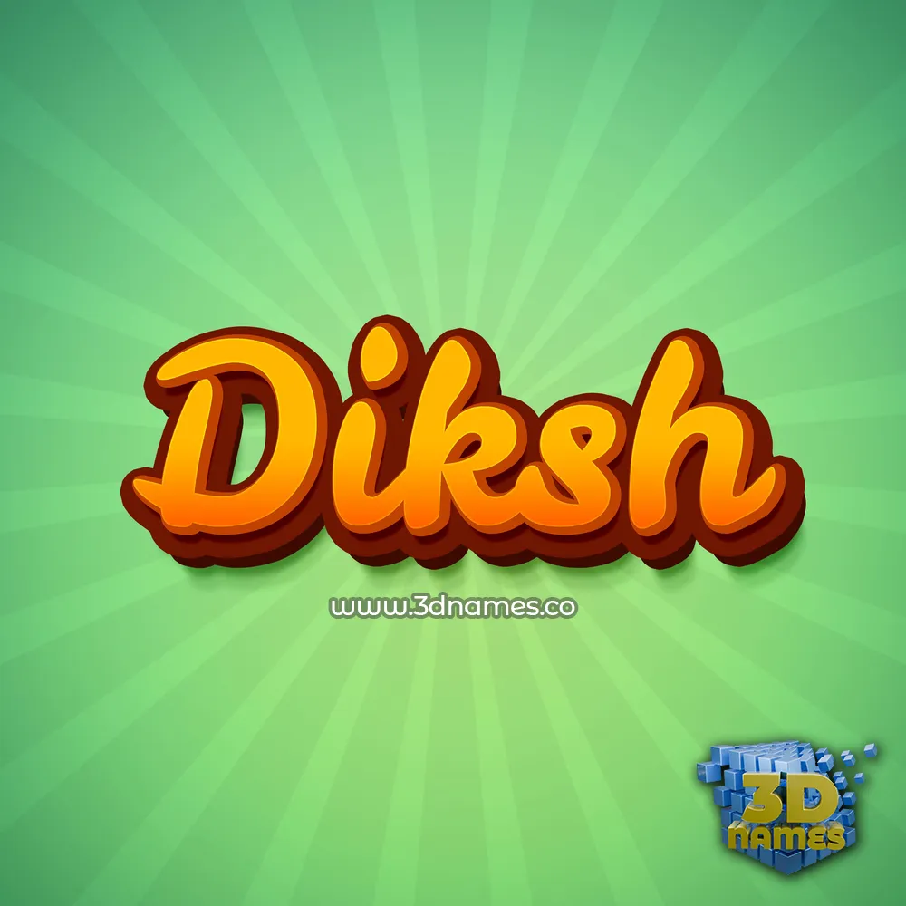 diksh in Green Rays style - 3D name wallpaper