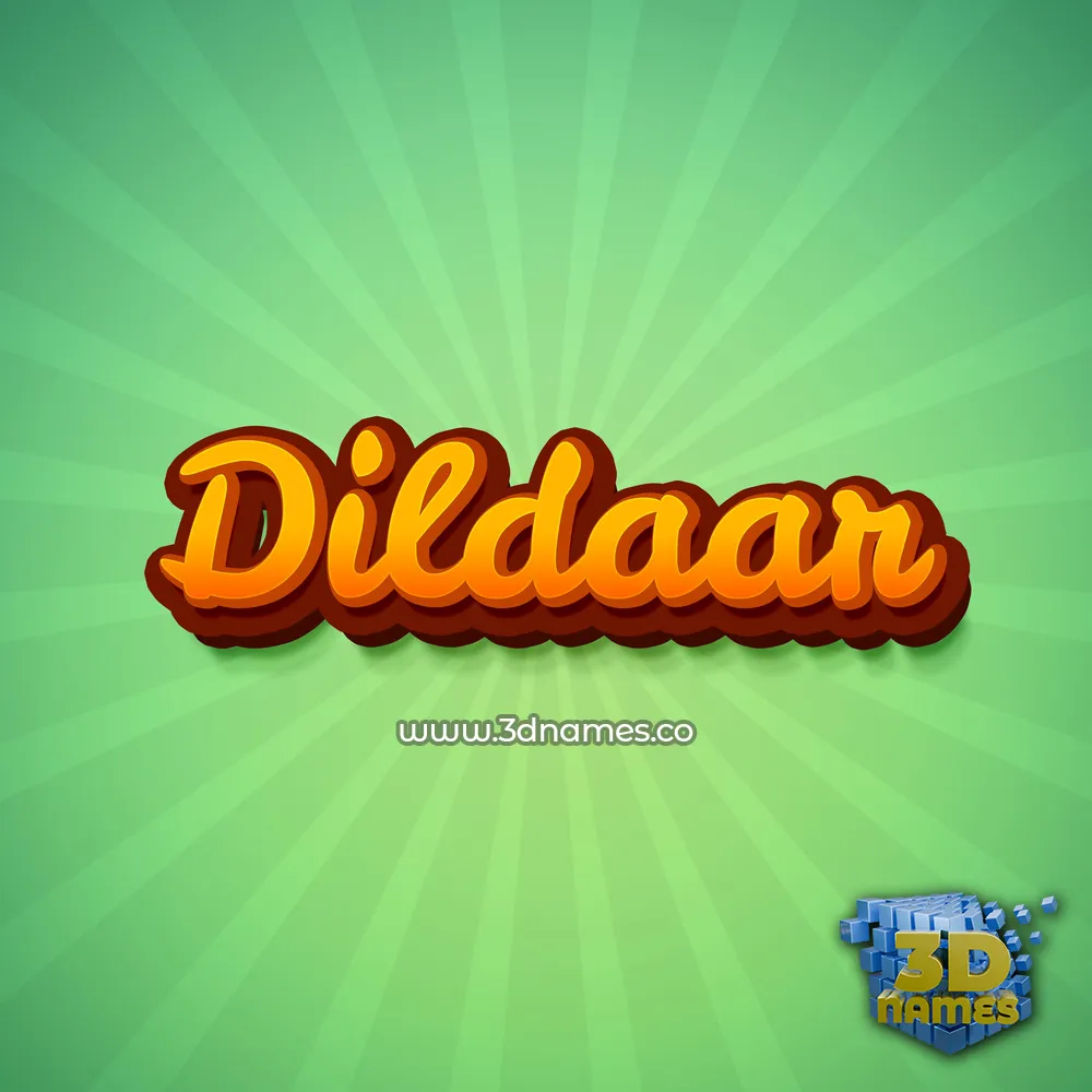 dildaar in Green Rays style - 3D name wallpaper
