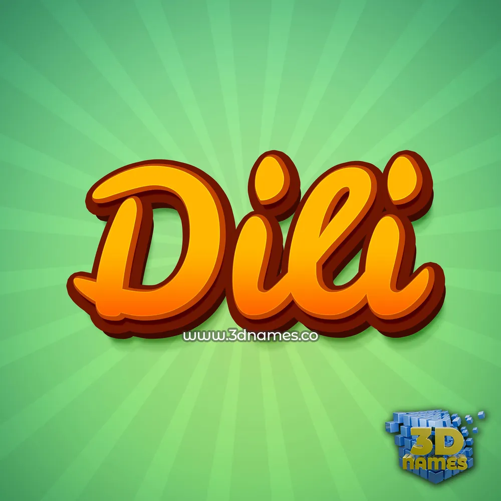 dili in Green Rays style - 3D name wallpaper