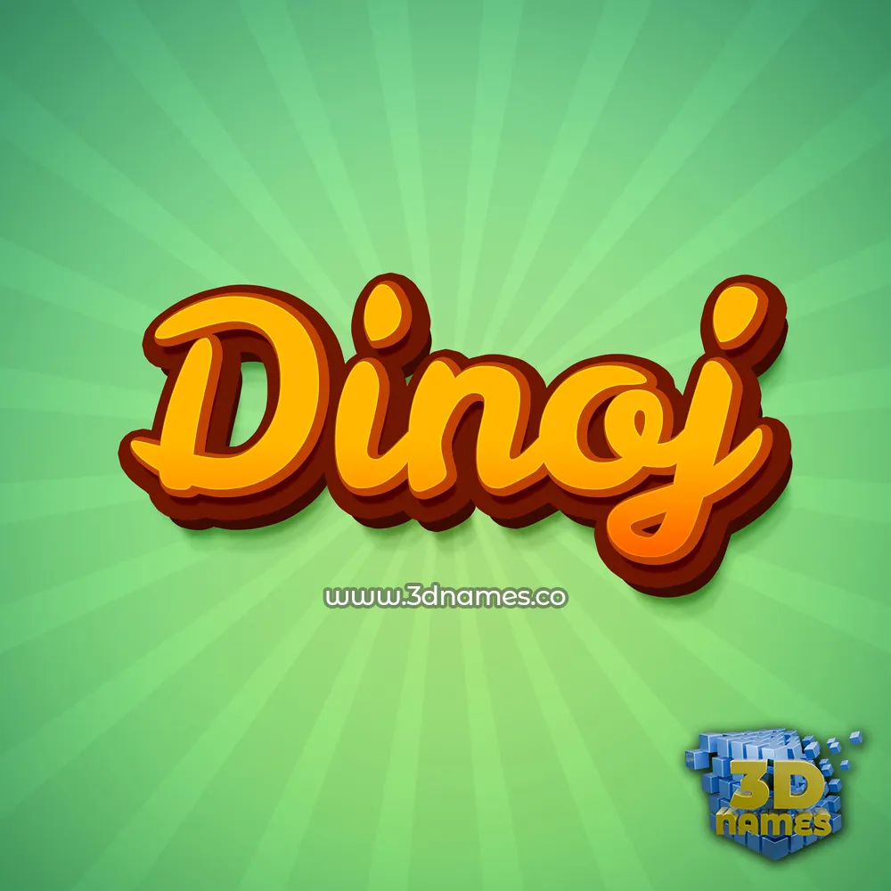 dinoj in Green Rays style - 3D name wallpaper