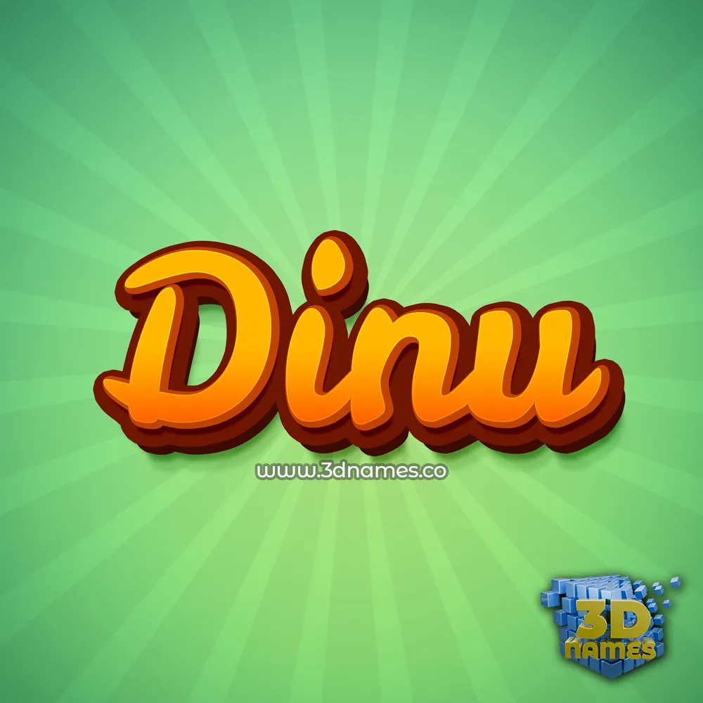 dinu in Green Rays style - 3D name wallpaper