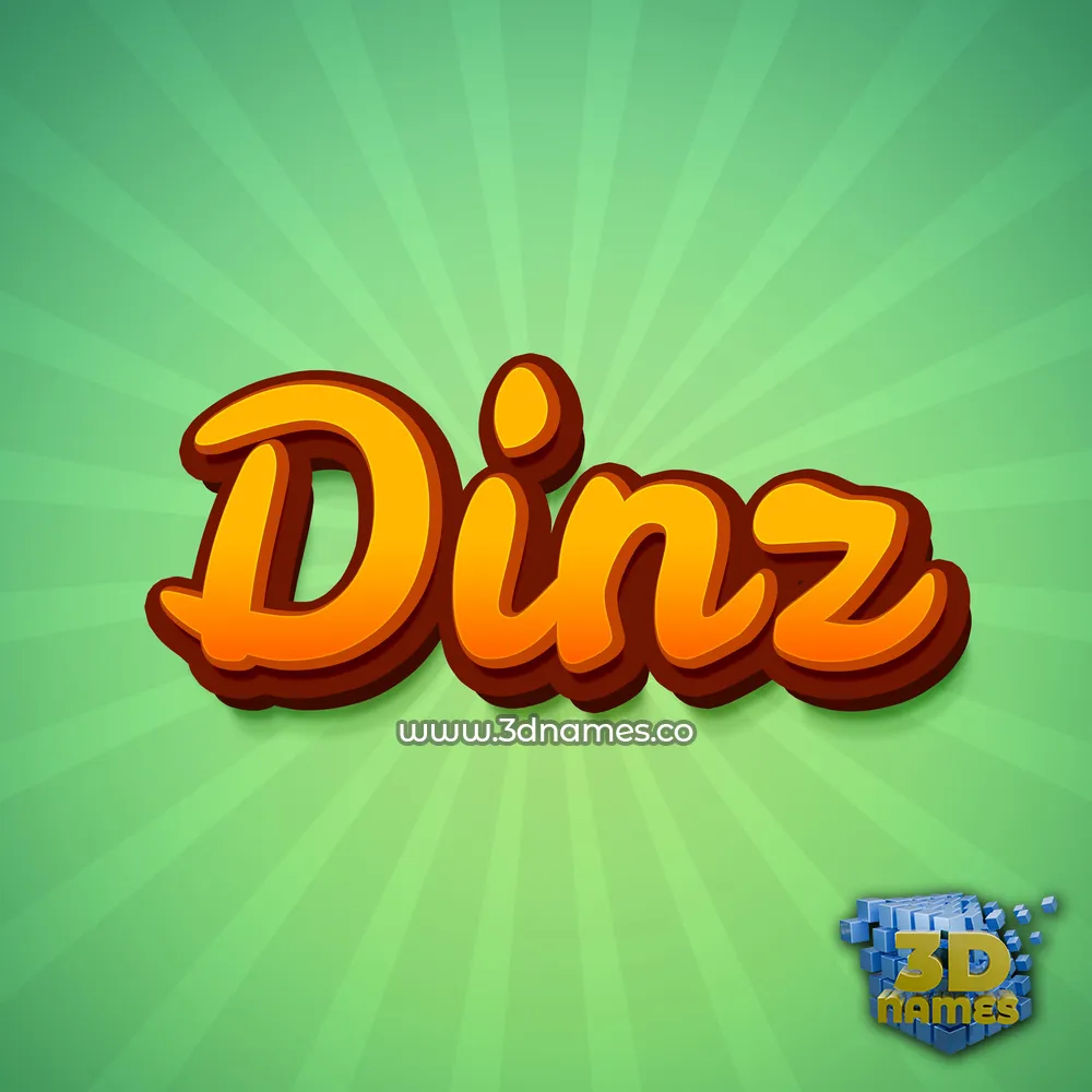 dinz in Green Rays style - 3D name wallpaper