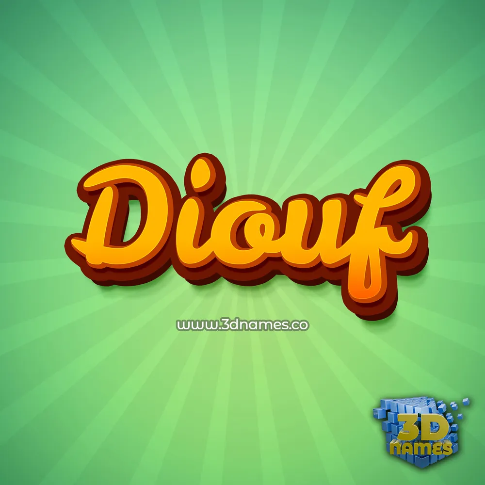 diouf in Green Rays style - 3D name wallpaper