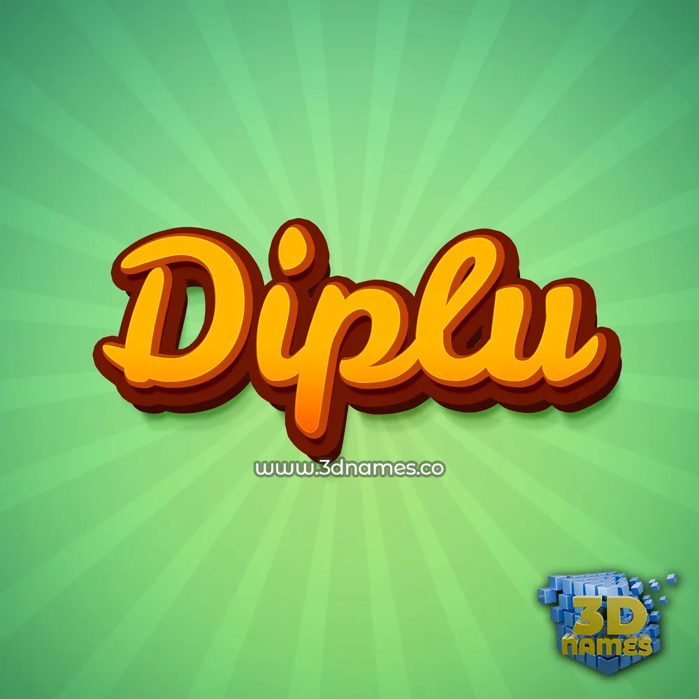 diplu in Green Rays style - 3D name wallpaper