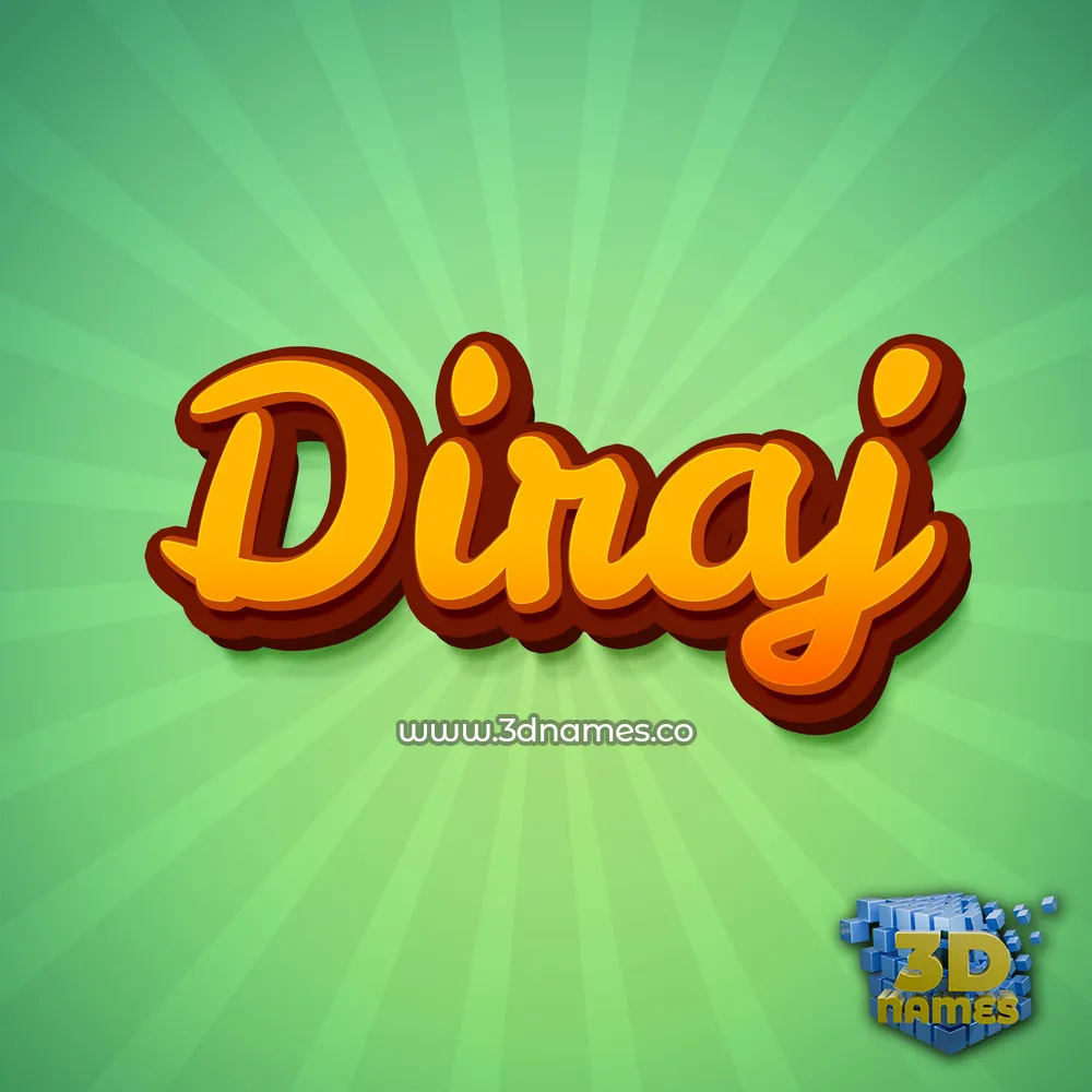 diraj in Green Rays style - 3D name wallpaper