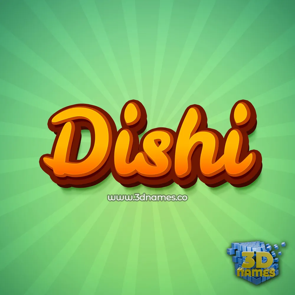 dishi in Green Rays style - 3D name wallpaper