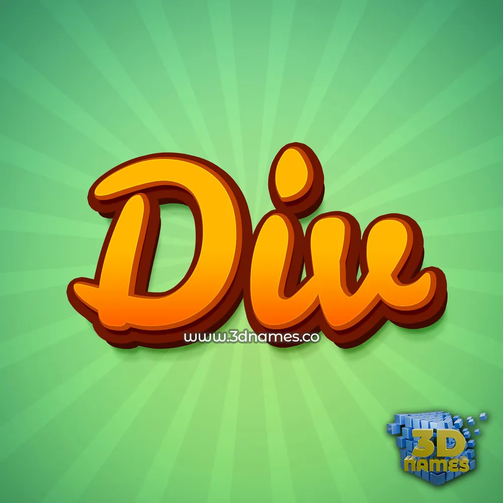 div in Green Rays style - 3D name wallpaper