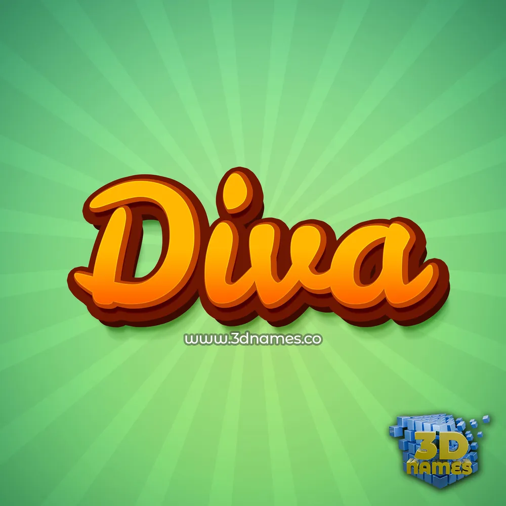 diva in Green Rays style - 3D name wallpaper