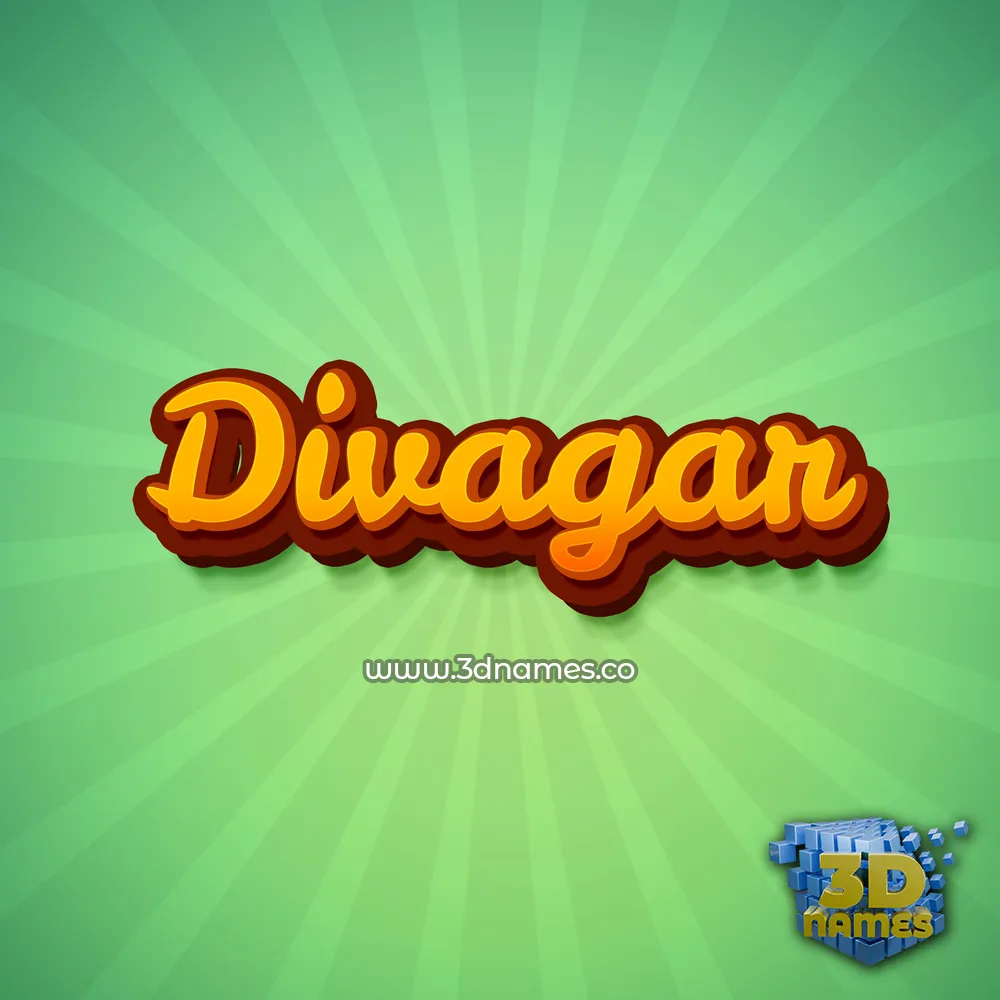 divagar in Green Rays style - 3D name wallpaper