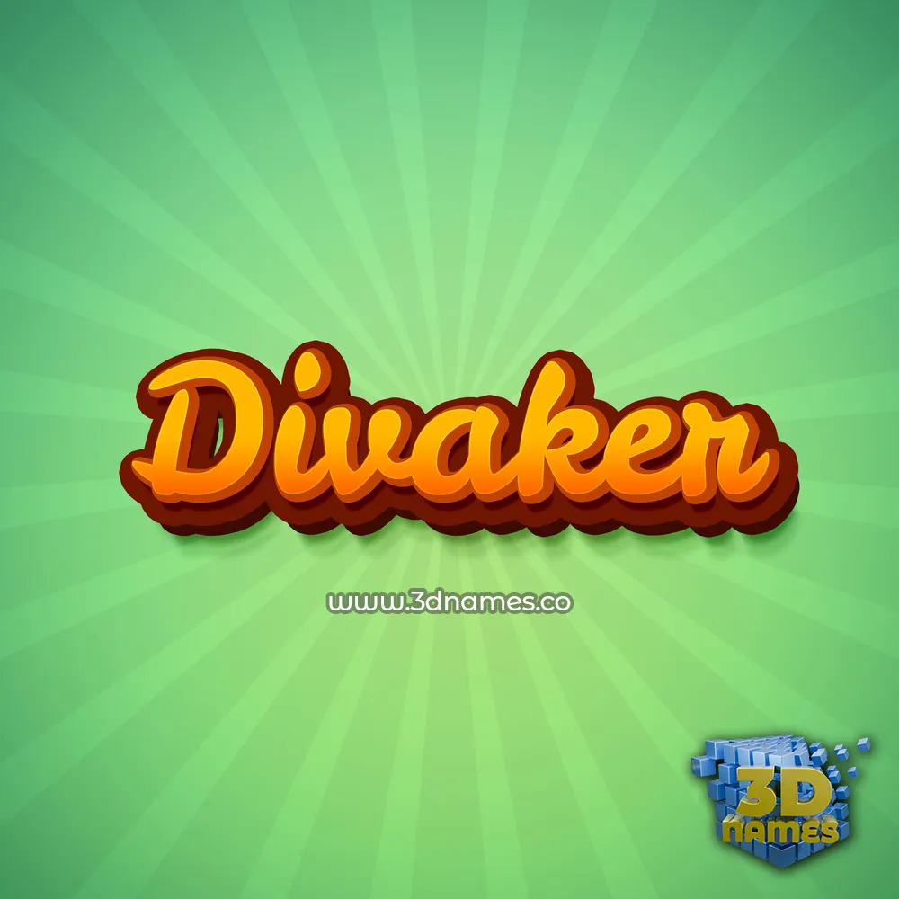 divaker in Green Rays style - 3D name wallpaper