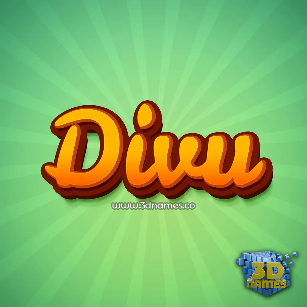 divu in Green Rays style - 3D name wallpaper