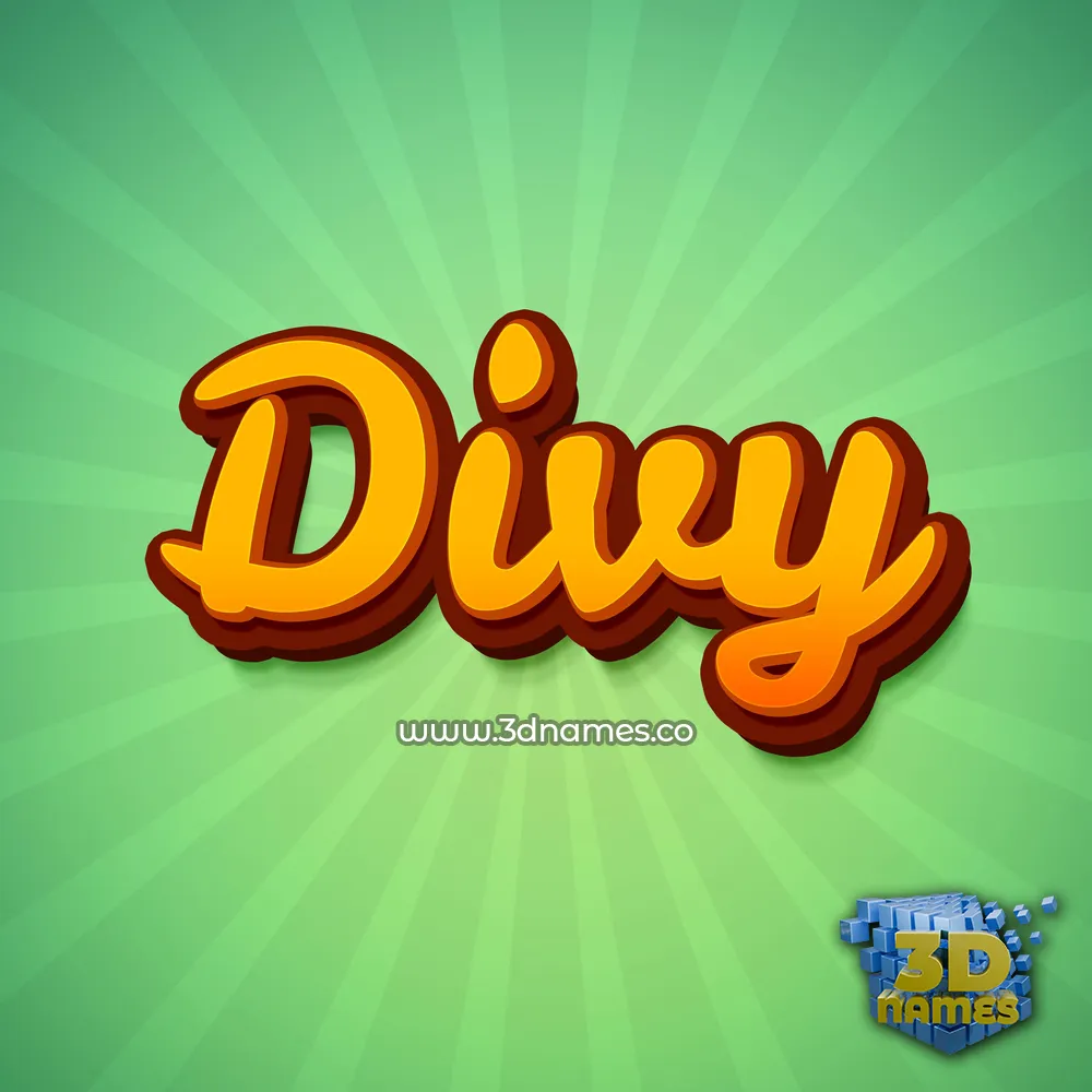 divy in Green Rays style - 3D name wallpaper