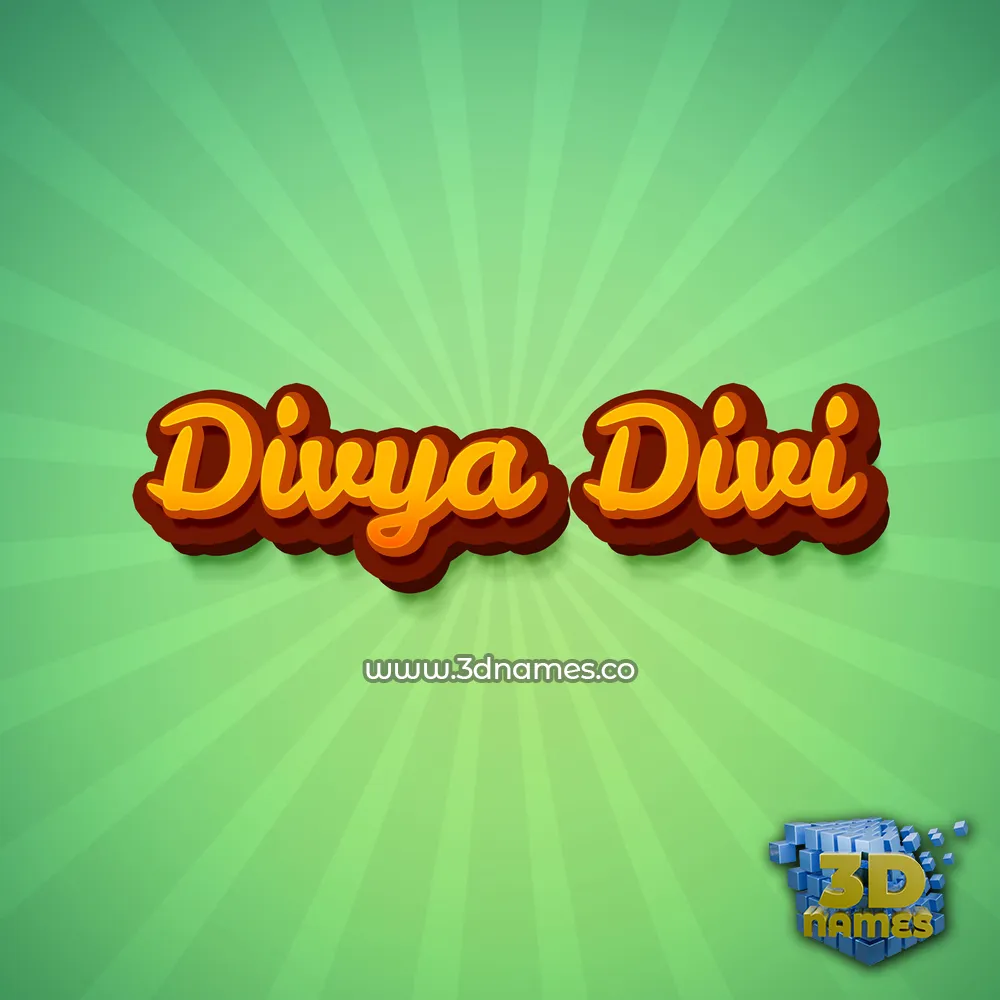 divya divi in Green Rays style - 3D name wallpaper