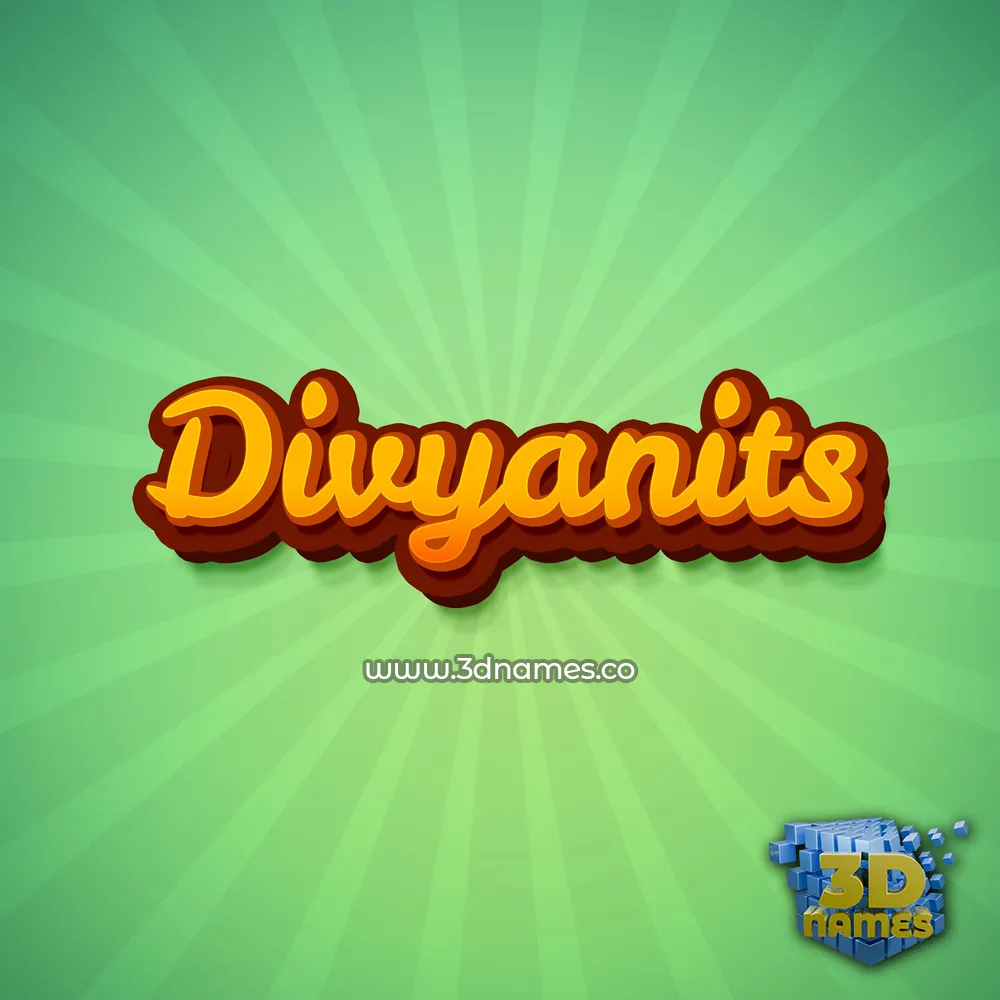 divyanits in Green Rays style - 3D name wallpaper