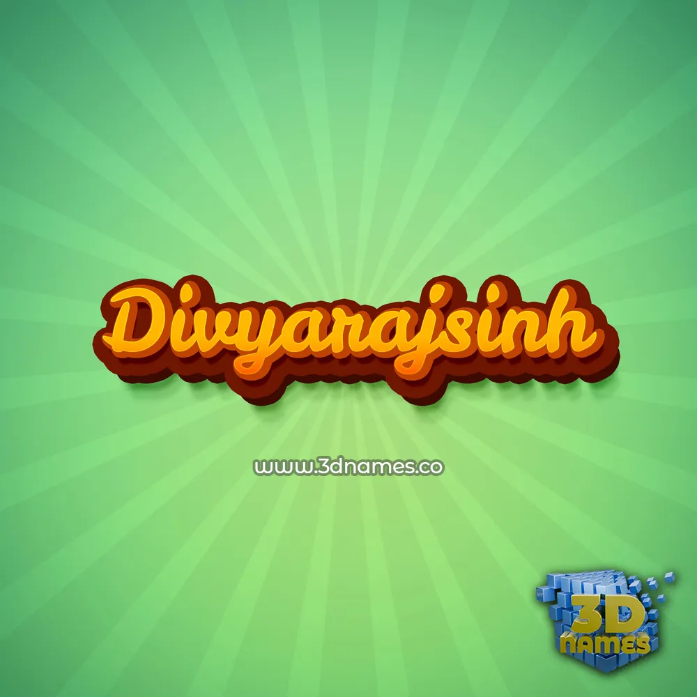 divyarajsinh in Green Rays style - 3D name wallpaper