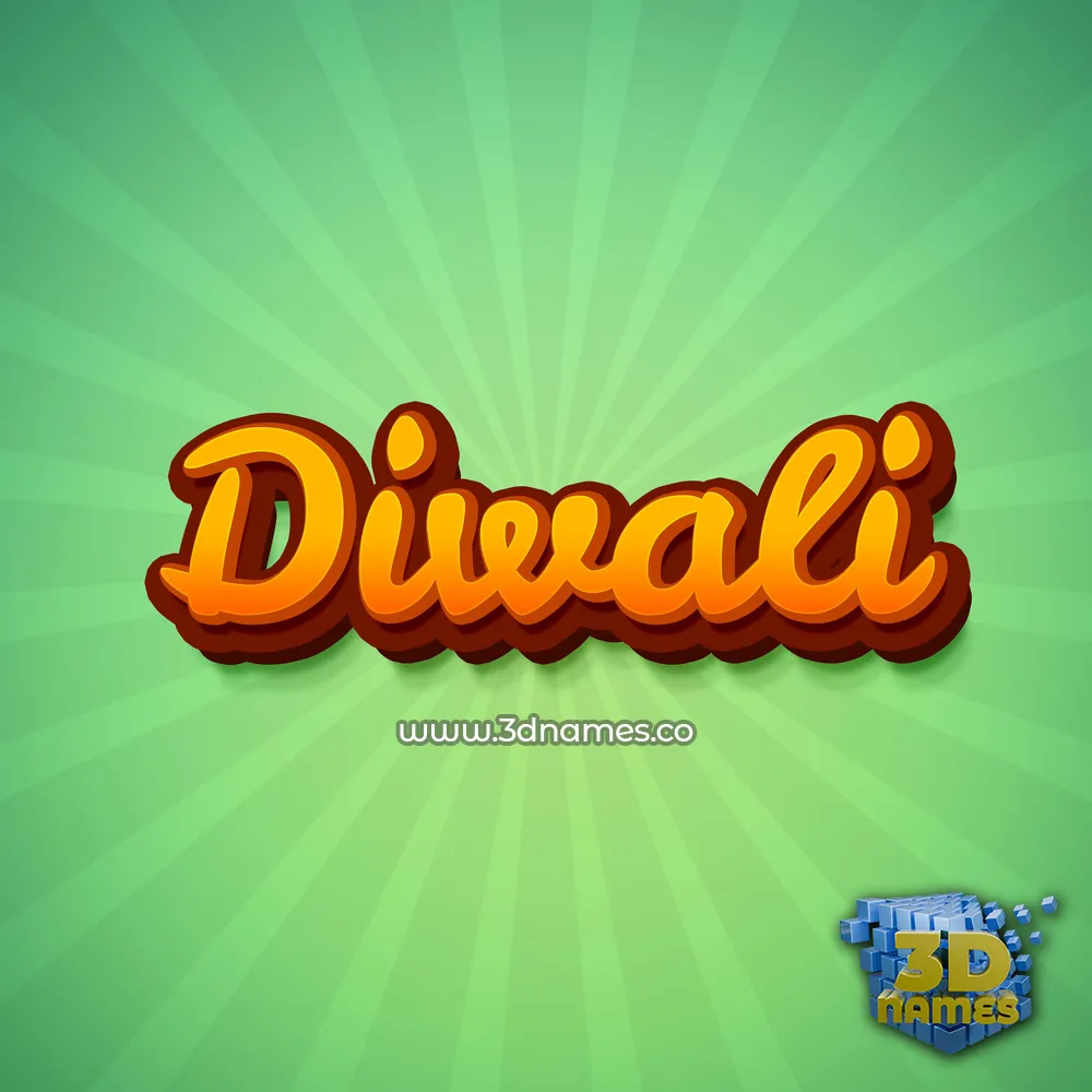 diwali in Green Rays style - 3D name wallpaper