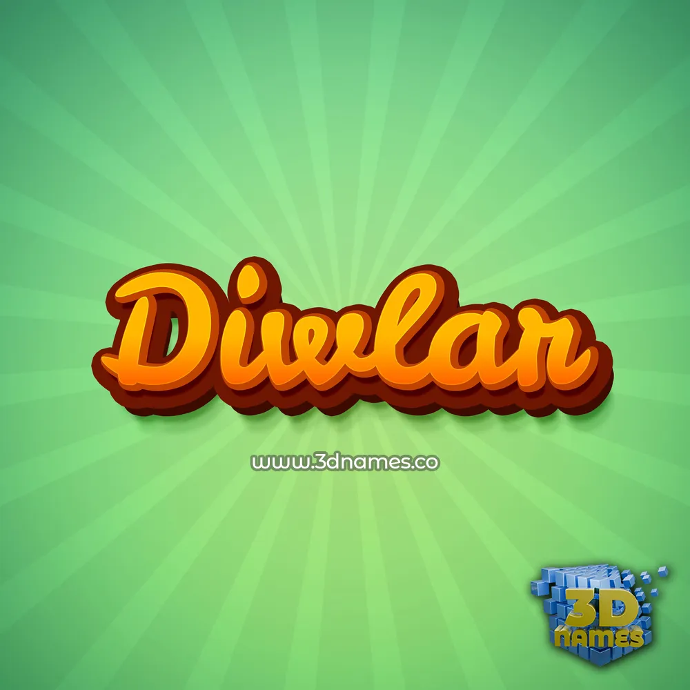 diwlar in Green Rays style - 3D name wallpaper