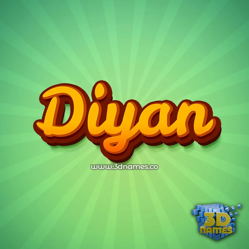 diyan in Green Rays style - 3D name wallpaper