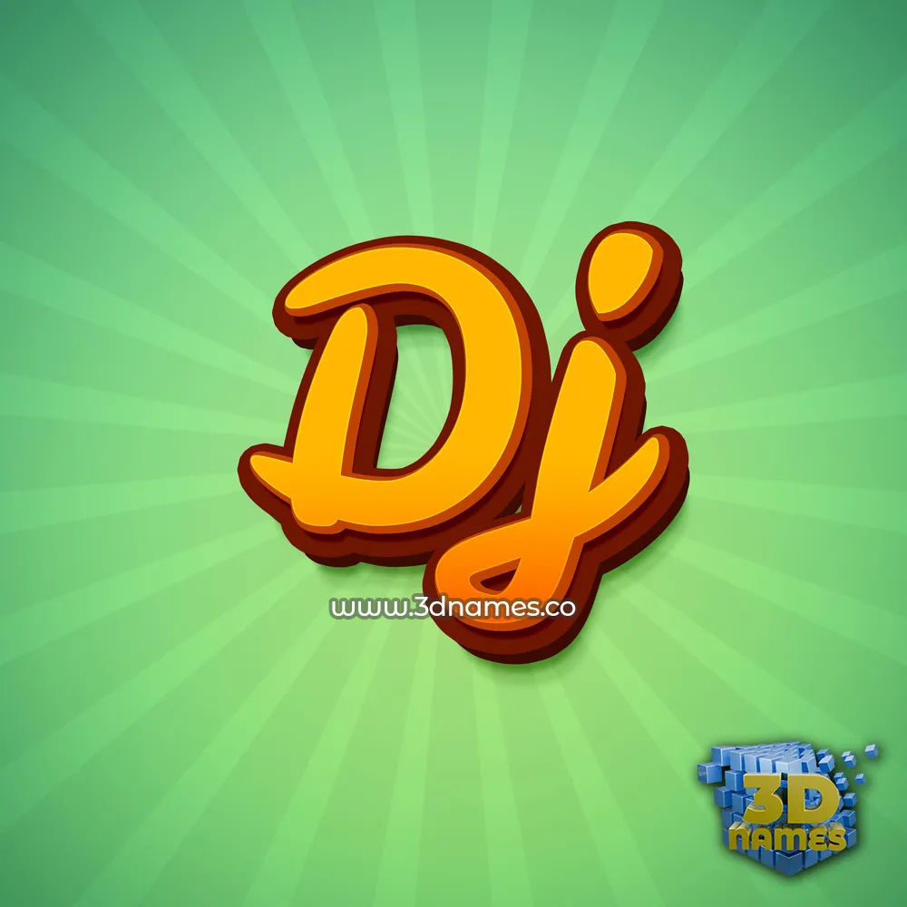 dj in Green Rays style - 3D name wallpaper