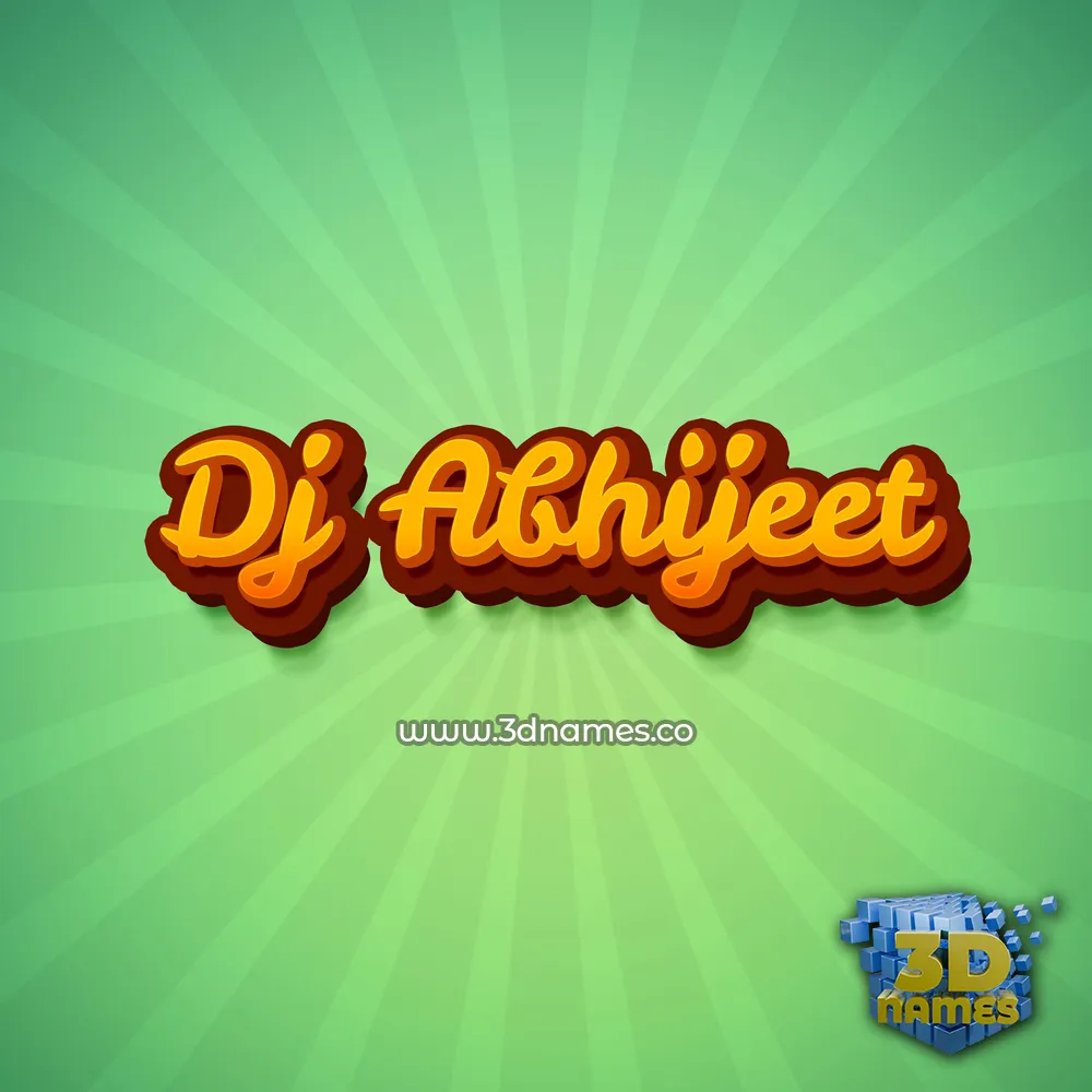 dj abhijeet in Green Rays style - 3D name wallpaper