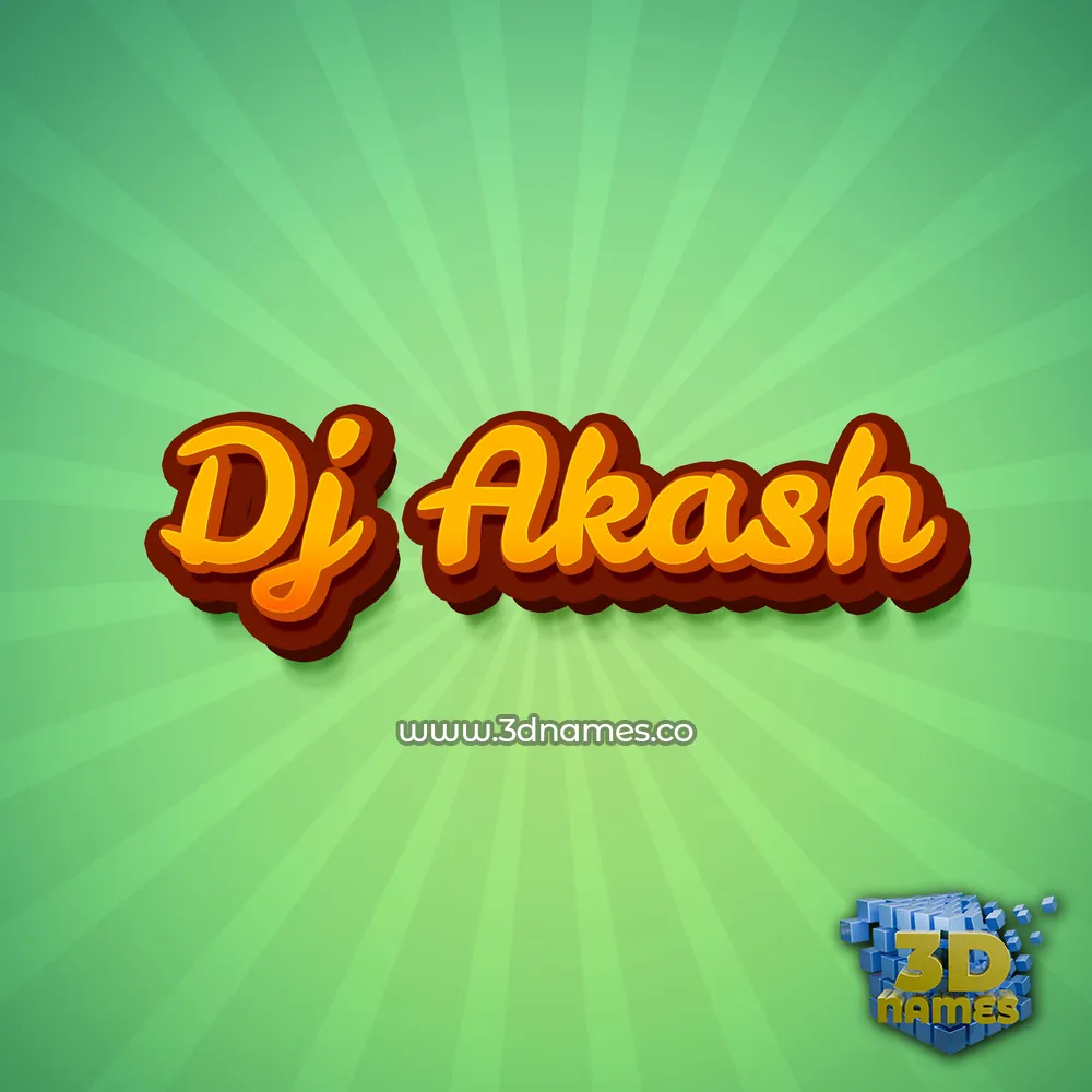 dj akash in Green Rays style - 3D name wallpaper