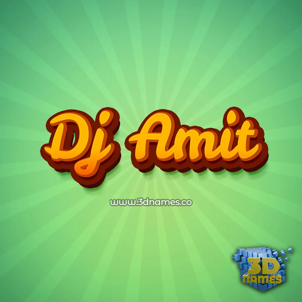 dj amit in Green Rays style - 3D name wallpaper