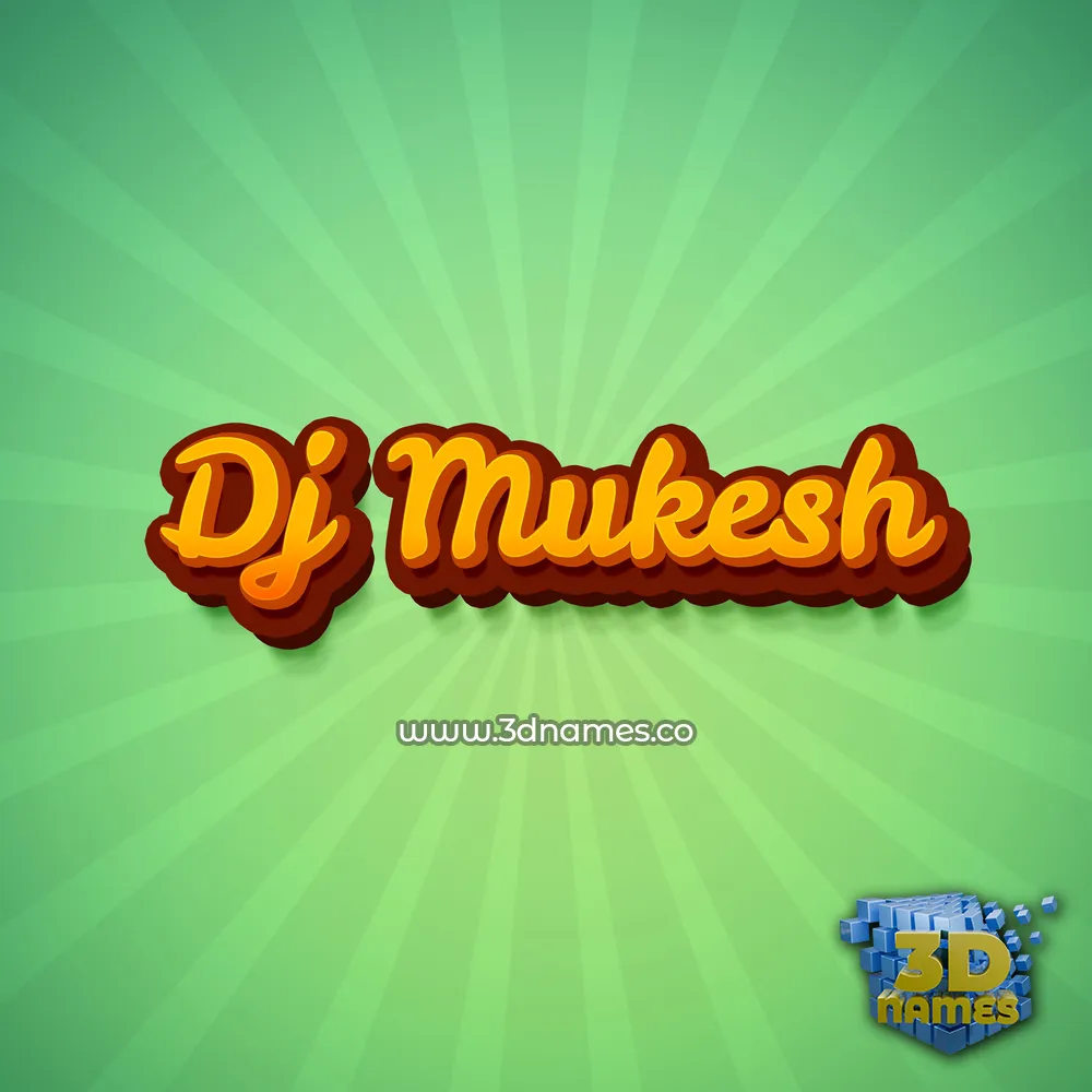 dj mukesh in Green Rays style - 3D name wallpaper
