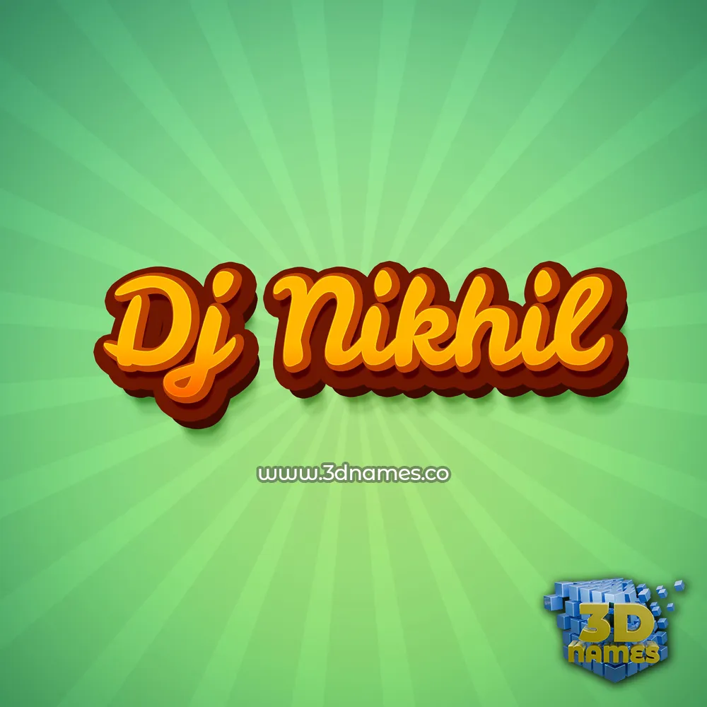 dj nikhil in Green Rays style - 3D name wallpaper