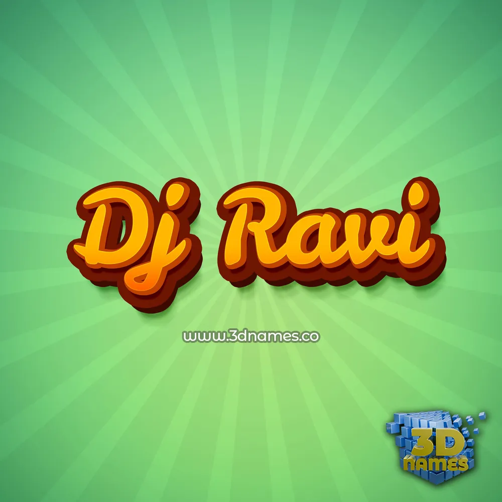 dj ravi in Green Rays style - 3D name wallpaper