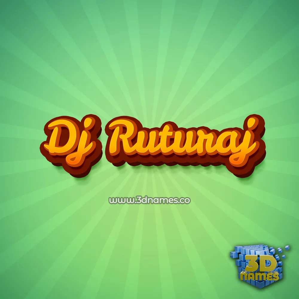 dj ruturaj in Green Rays style - 3D name wallpaper