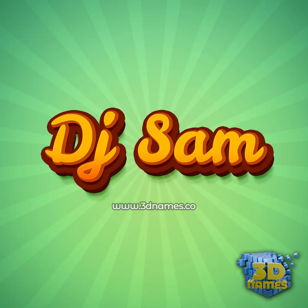 dj sam in Green Rays style - 3D name wallpaper