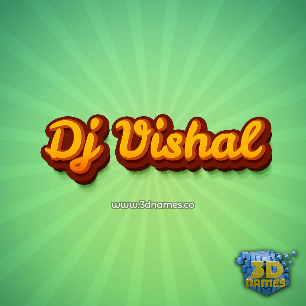 dj vishal in Green Rays style - 3D name wallpaper