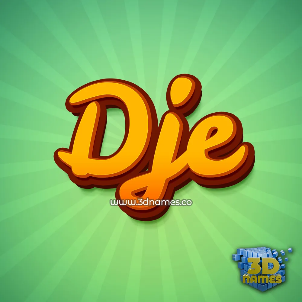 dje in Green Rays style - 3D name wallpaper